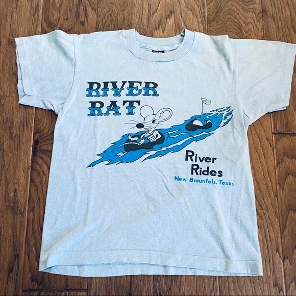 Vintage River Rat New Braunfels Texas youth childrens shirt Single Stitch - Picture 1 of 5
